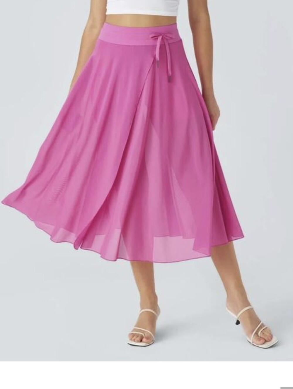 Halara Midi Skirt Womens Large Pink 2-in-1 Tennis Athletic Pocket Mesh Skort